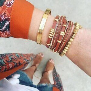 💜 Stella & Dot Maize Leather Wrap Bracelet
